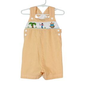 Petit Ami Smocked Romper Pirate Baby Boy Sz 18M Orange Beach Coastal‎ Maritime
